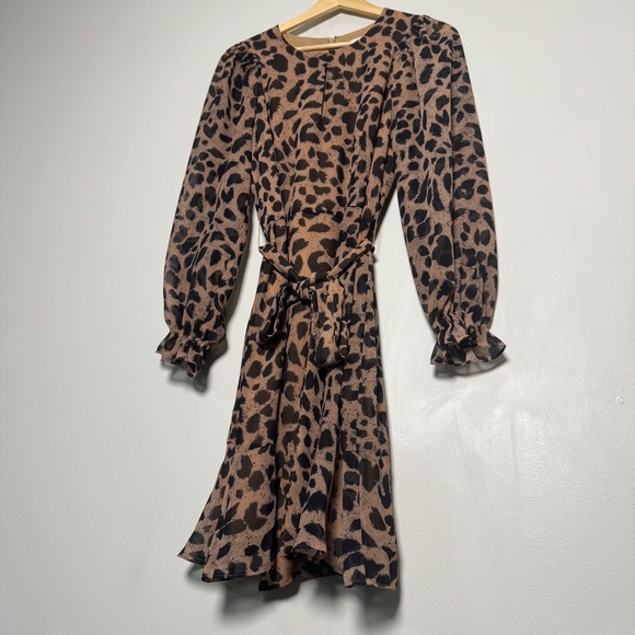 Whistles London Women’s Brushed Cheetah Flippy Dress Sz 6 US - Picture 10 of 11
